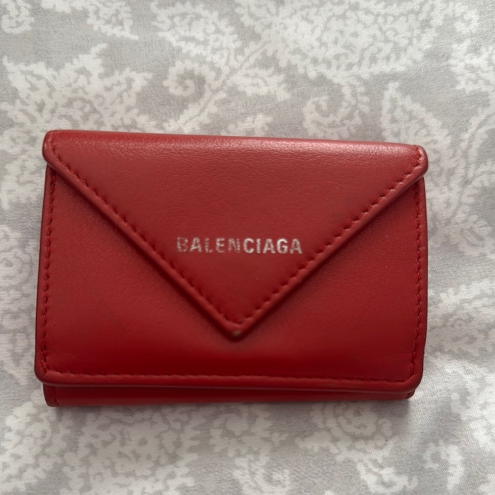 Balenciaga Red Leather Envelope Wallet